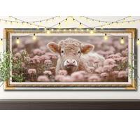 5D Vache des Highlands Diamond Painting,DIY Peinture Diamant Adulte 70x140cm,Fleurs Broderie Strass Point de Croix,Art Mosaïque Cristal pour Décoration Murale Maison, Puzzle Diamant Enfant 61F-9700