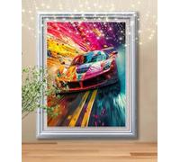 5D Voiture De Sport Couleur Peinture Diamant Adulte,Bricolage Diamond Painting Adulte grand 50x70cm,DIY Diamant Broderie Strass Point de Croix Painting pour Décoration Intérieur Enfants Cadeau C3133