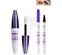 5d White Silk Fiber Mascara And Liquid Eyeliner Set,Liquid Eyeliner Waterproof Anti-Fouling,Long Lasting Volumizing Curling Eyelash Extension Mascara For Party Colorful Eye Make-3