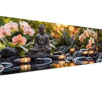 5D Zen Diamond Painting, 100x40cm Diamond Painting Grand Format Paysage, DIY Bouddha Broderie Diamant Painting Kit Complet, Peinture Diamant Adulte Enfant Cristal Art Set, Décoration Chambre Maison