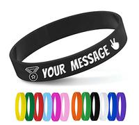 5DDIAMOND Bracelet Silicone Personnalisé - Caoutchouc Gravé Texte - 3 Tailles : S (160mm), M (180mm), L (202mm) - Pour Sécurité, ICE, Événement (Noir)