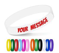 5DDIAMOND Bracelet Silicone Personnalisé - Caoutchouc Gravé Texte - 3 Tailles : S (160mm), M (180mm), L (202mm) - Pour Sécurité, ICE, Événement (Blanc)