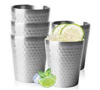 5Double Paroi Isolée Motif Martelé Tasses De Camping, 300ml Ensemble de Tasses en Acier Inoxydable, Empilables À Double Paroi En Métal Isolé Incassable, Tasse À Boire En Métal Brossé Mug pour Bière