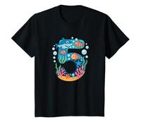 5e Anniversaire Animaux de l'océan et de la mer Requin Enfants 5 Ans T-Shirt