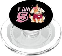 5e Anniversaire Fille Chienne Chiot Enfant I am 5 PopSockets PopGrip pour MagSafe