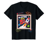 5ème Anniversaire Blasting Into 5 Boys Or Girl Cute Space Rocket T-Shirt