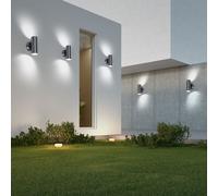 5er Set Extérieur Zone Mur Lampes Inox Haut Bas Terrasse Parc Verre Lumières