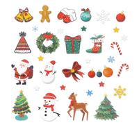 5Feuilles 165Pcs Autocollant Noël Sticker Paillette Motif Père Noël Renne Sapin Gommette Décoration pour Carte Scrapbooking Emballage Cadeaux