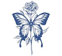 5feuilles Tatouages Autocollants À Base De Plantes, En Forme De Papillon Et De Rose, Imperméables, Réalistes, Longue Durée, Semi-Permanents, Pour Les Cuisses Des Femmes.