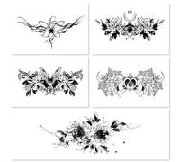 5feuilles Tatouages Temporaires Imperméables Pour Le Bas-Ventre Et Le Bas Du Dos Des Femmes, Tatouages Semi-Permanents À Base De Plantes, Longue Durée.
