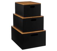 Five - Lot de 3 Boites de rangement en Bois avec couvercle Bambou