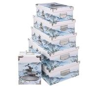 FIVE Simply Smart - Lot de 6 Boîtes de Rangement Zen 48cm Bleu Bleu