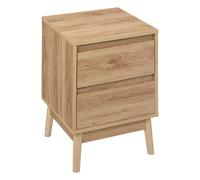 5five Abana Table de chevet avec 2 tiroirs, effet chêne naturel