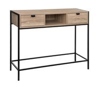 5five Aliaj Table console 2 tiroirs effet bois beige panneau de particules et fer L 100 x P 35 x H 80 cm