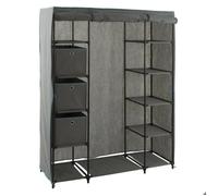 5five - armoire penderie 3 boîtes tissu gris anthracite