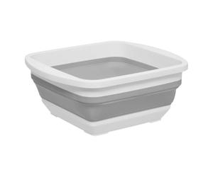 5five - Bassine Rétractable 8L - Panière Pliable Grise Blanche - Gain de Place - Idéale pour Ménage et Lessive - Cuisine, Buanderie, Extérieur - L. 32 x P. 32 x H. 15 cm