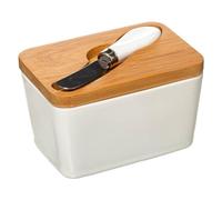 Beurrier & couteau "grès" 13cm blanc Blanc G