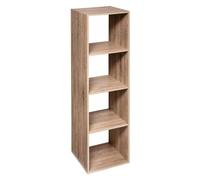 Meuble Étagère colonne 4 cases de rangement effet chêne naturel H 134 cm Naturel clair G
