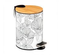 Poubelle à pédale Blackflora 3 L en métal et bambou avec fermeture amortie