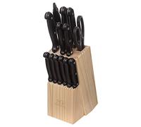 JJA Bloc de couteaux 5five Essential Black – Lot de 11 couteaux, aiguisoir, ciseaux, bloc inox Noir