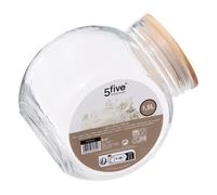 5five Bonbonnière en verre avec couvercle en bois 1,5 L Transparent