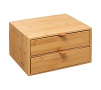 5 five simply smart FIVE-174665 Boite de Rangement 2 Tiroirs en Bambou avec Languette Simili Cuir Bois