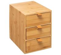 5five - Boîte de Rangement Bambou, 3 Tiroirs, 20 x 15 x 21 cm - Mini Commode pour Bureau, Salle de Bain, Maquillage