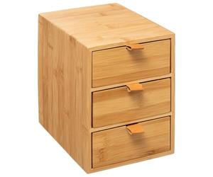 5five - Boîte de Rangement Bambou, 3 Tiroirs, 20 x 15 x 21 cm - Mini Commode pour Bureau, Salle de Bain, Maquillage