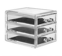 Paris Prix – Boîte à bijoux 3 tiroirs Petite – Polystyrène transparent – 15,3 x 12,1 x 10,7 cm