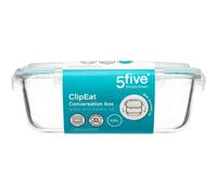 5five Clipeat Boîte de rangement rectangulaire en verre 2,26 L Transparent L 26,6 x l 21 x H 10,5 cm