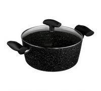 5five Cocotte en fonte d’aluminium avec revêtement aspect pierre 24 cm - Noir
