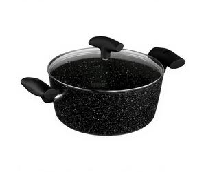 5five Cocotte en fonte d’aluminium avec revêtement aspect pierre 24 cm - Noir