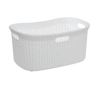 5five - corbeille à linge rattan rectangulaire 40l blanc