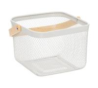 5five - corbeille carrée mayaj en métal beige et blanc 26x24,5cm