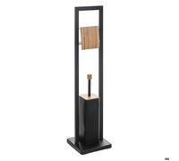 Porte-Rouleau de Papier Toilette avec Brosse WC Natureo Noir