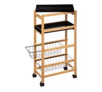 5five Desserte à 3 niveaux avec roulettes et plateau amovible en bambou