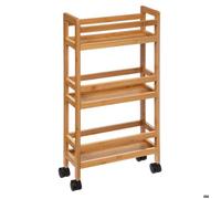 5five - desserte étroite 3 niveaux à roulettes bambou