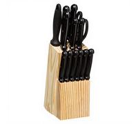 JJA Bloc de couteaux 5five Essential Black – Lot de 11 couteaux, aiguisoir, ciseaux, bloc inox Noir