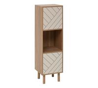 5five - etagère 3 cases 2 portes mix'n'match bois et motif rayé