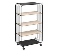 Etagère à roulettes 4 niveaux métal et bois