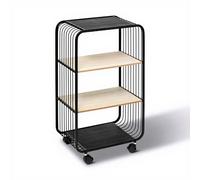 5five Étagère à 3 niveaux avec roulettes en métal et bois - Noir