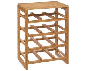 5five - Étagère à Bouteilles Linha - Bambou, 12 Bouteilles, 4 Niveaux, L 35 x P 24 x H 47 cm - Casier à Vin à Poser pour Cuisine, Cave, Salon