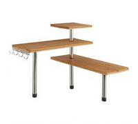 5five Étagère d'angle pour cuisine 3 niveaux bambou et inox avec 4 crochets