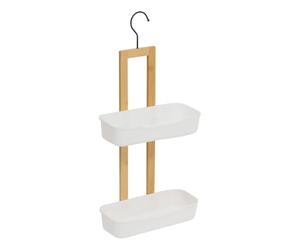 5five - etagère de douche natureo 2 niveaux bois et blanc