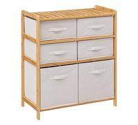 Meuble étagère avec 6 paniers Tidy box bambou Marron