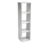 Five - Etagère de Rangement Colonne 4 Cases Bois Blanc H 134 cm
