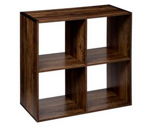 5Five Étagère Modulaire en Bois Style Rétro Industriel, 2 Niveaux, 4 Compartiments, 67,5 x 67,7 x 32 cm - Grille 4 Cases