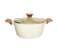 5five - Faitout Marmite Harmony Beige - Ø 24 cm - Aluminium Forgé, Revêtement Anti-Adhérent, Couvercle en Verre, Tous Feux Dont Induction