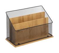 5five Havi Organisateur de bureau en bambou noir et métal, L 29 x l 14 x H 20 cm