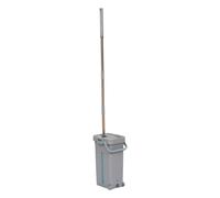 5five - Kit Seau Essoreur Double Bac 6,5L avec Balai 2 Recharges Microfibre Dépoussiérant Anse de Transport Bouchon Vidange 2 Roues Rangement Malin